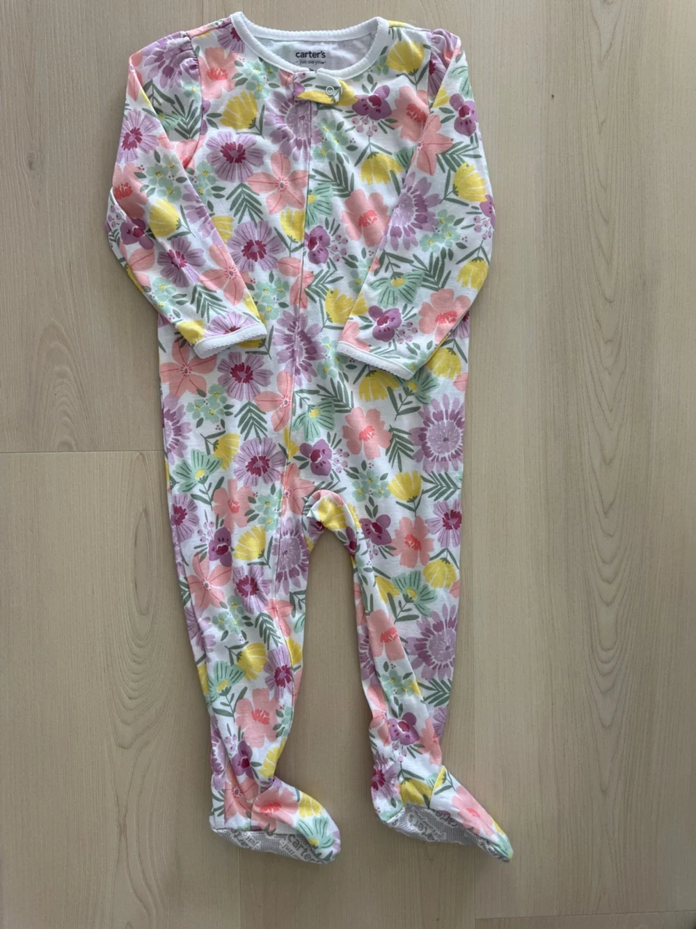 Floral One-Piece Pajama Romper - Pastel Flowers